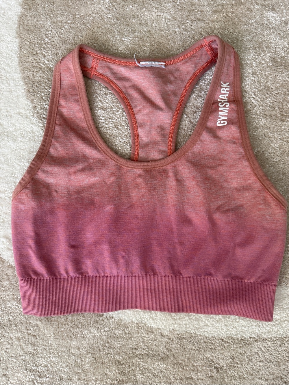Gymshark Ombre Coral to Rose Seamless Racerback Sports Bra